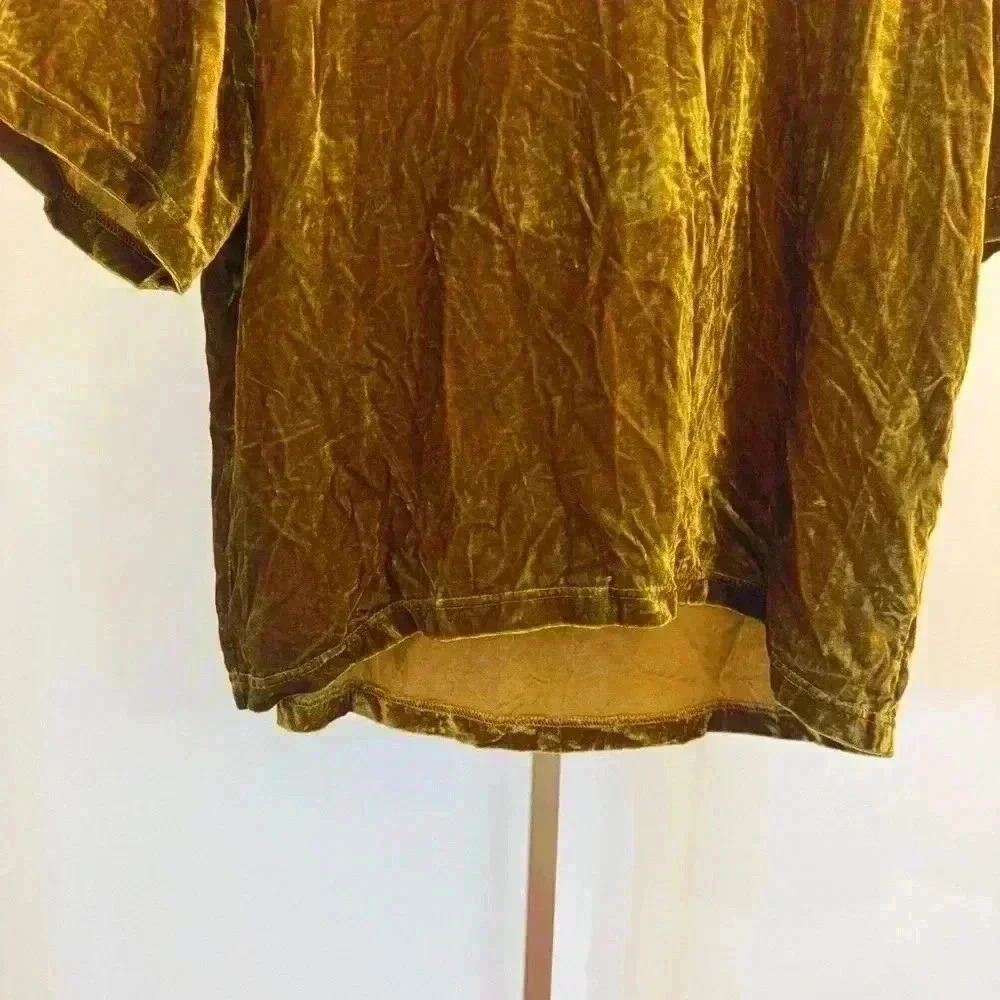 Melloday Women's Velvet Short Sleeve Blouse Size L Casual Fall - Picture 6 of 11